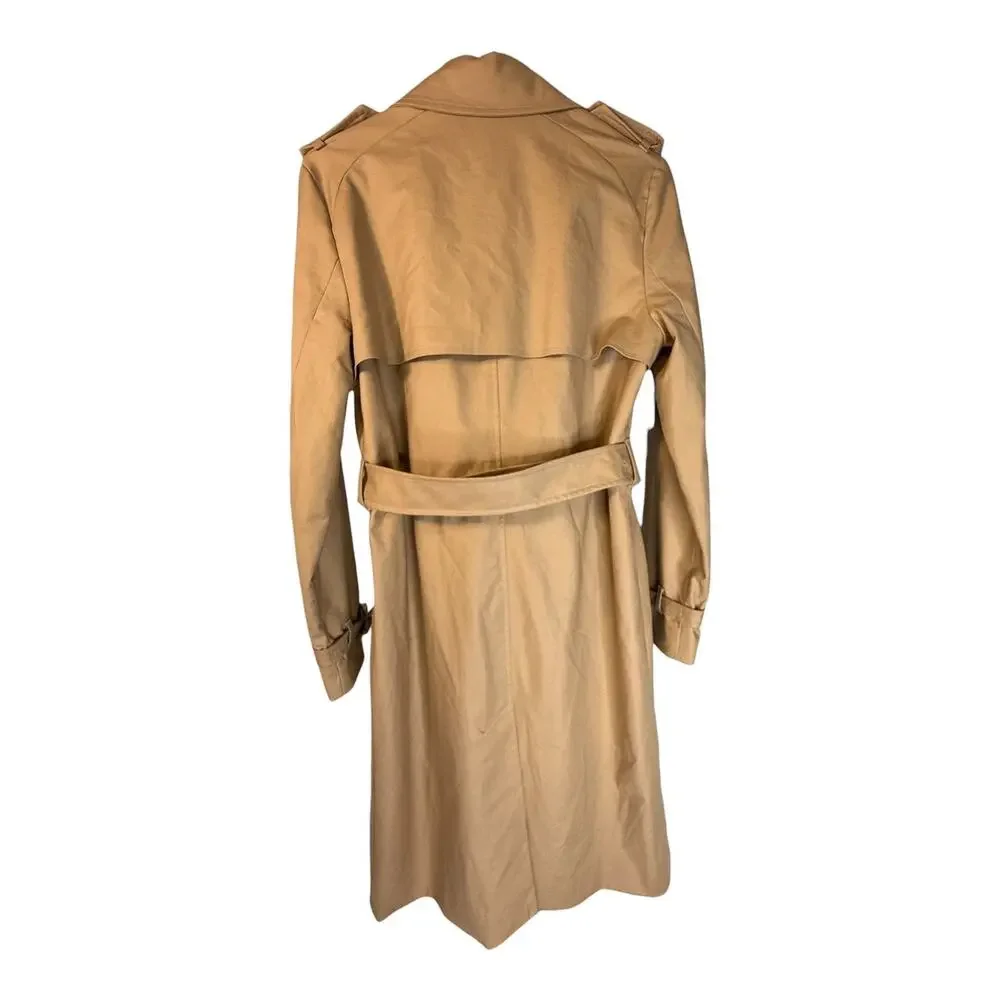 Mango Double-Breasted Belted Classic Trench Coat in Khaki Tan - Picture 2 of 5